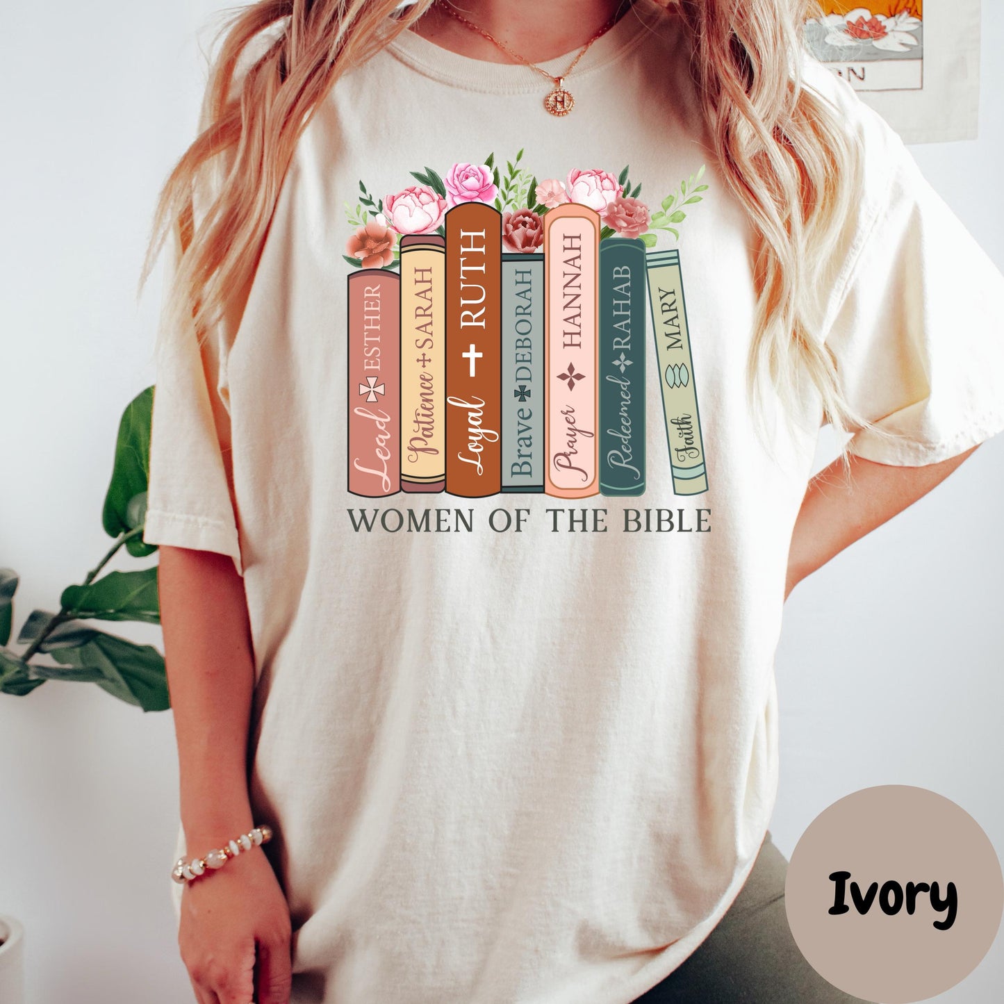 Women of the Bible Comfort Colors® Shirt, Christian Graphic Tee for Women, Bible Study Shirt, Faith Based Gift, Religious Floral T-Shirt