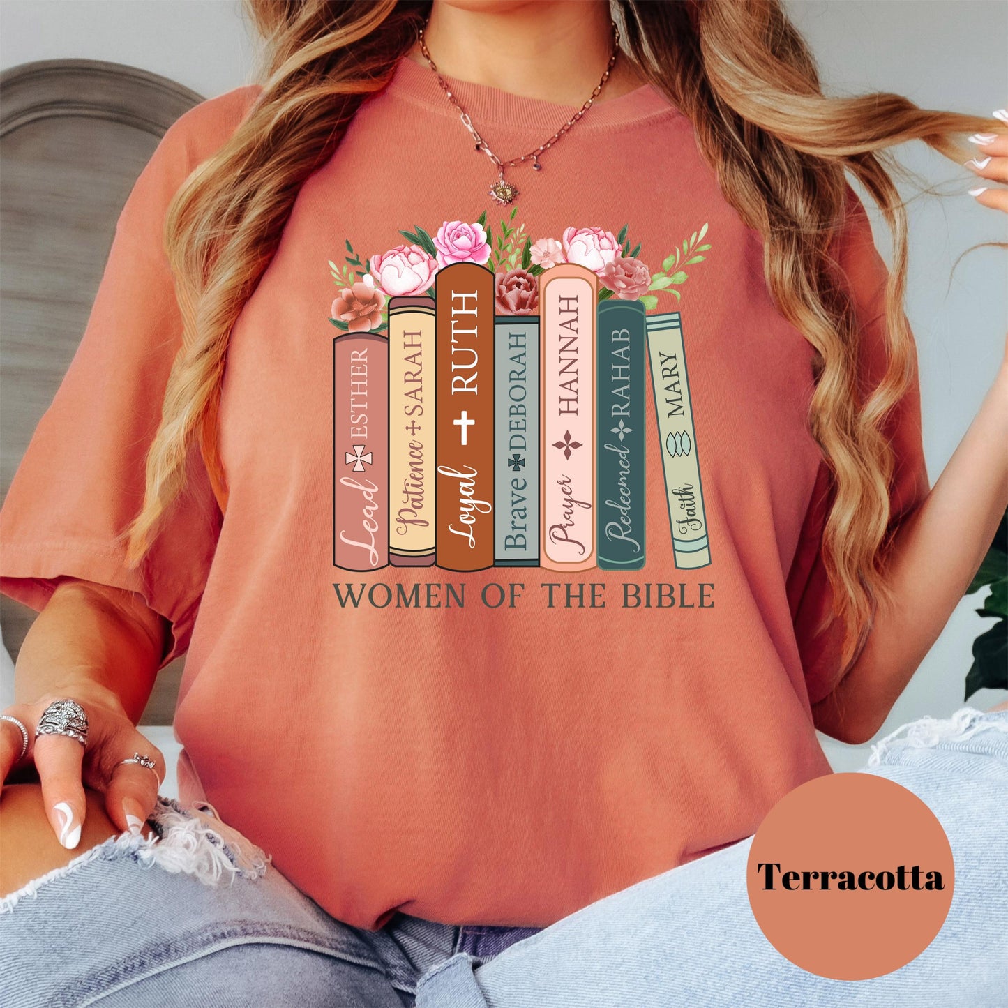Women of the Bible Comfort Colors® Shirt, Christian Graphic Tee for Women, Bible Study Shirt, Faith Based Gift, Religious Floral T-Shirt