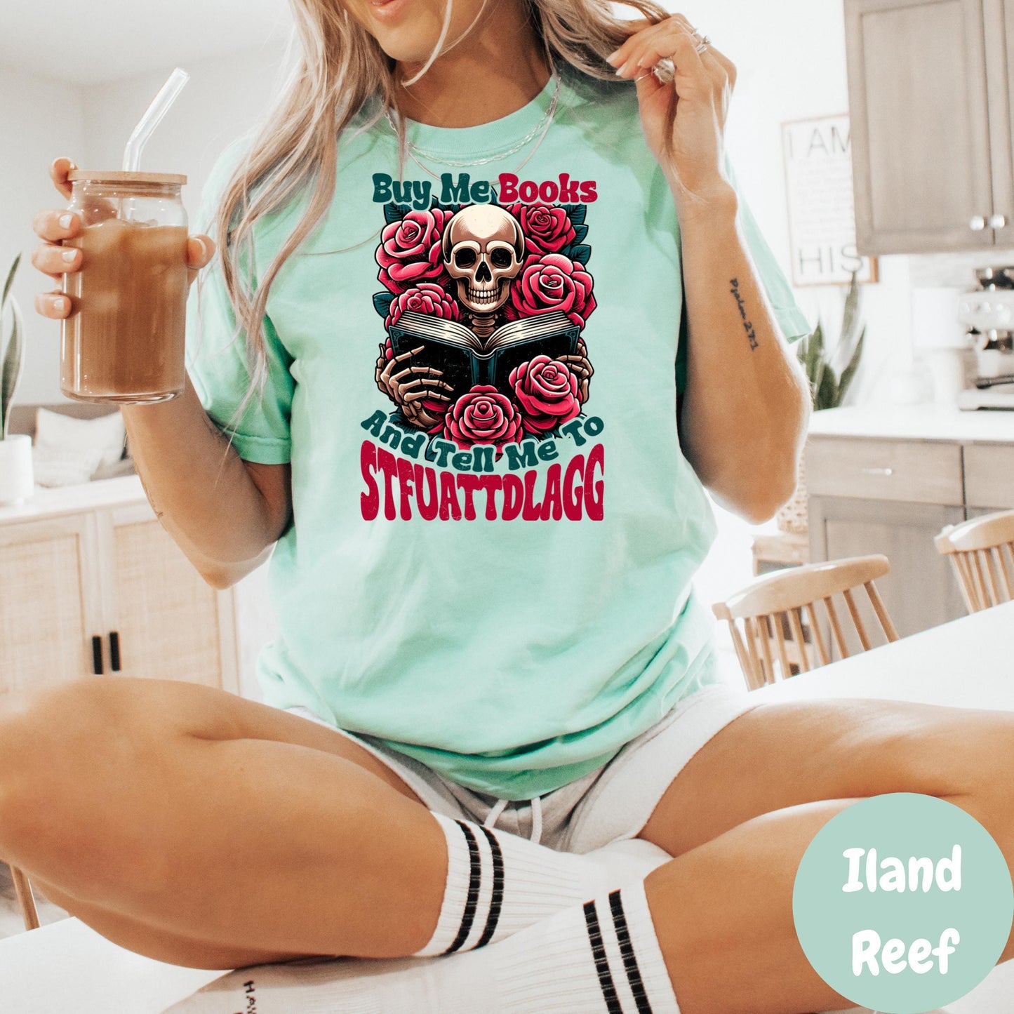 Buy Me Books Comfort Colors® Shirt, Spicy Bookish Graphic Tee, Skull and Roses Book Shirt, Funny Book Lover Shirt, Dark Academia Reading Tee