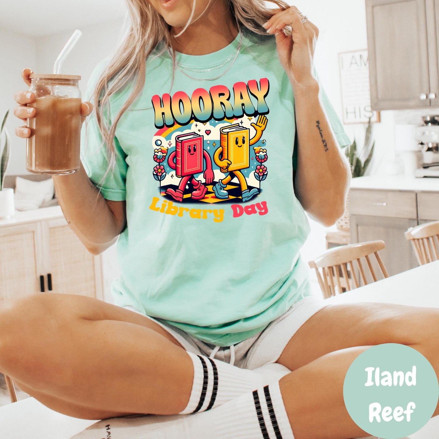 Hooray Library Day Comfort Colors® Shirt, Cute Book Lover Graphic Tee, Teacher or Librarian Shirt, Reading Day Shirt, Retro Book Tee