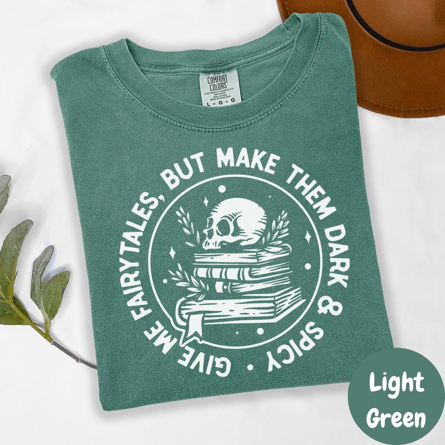 Dark & Spicy Fairytales Shirt, Comfort Colors® Shirt, Skull Book Stack Tee, Bookish Shirt, Fantasy Romance Gift, Dark Romance Reader Shirt