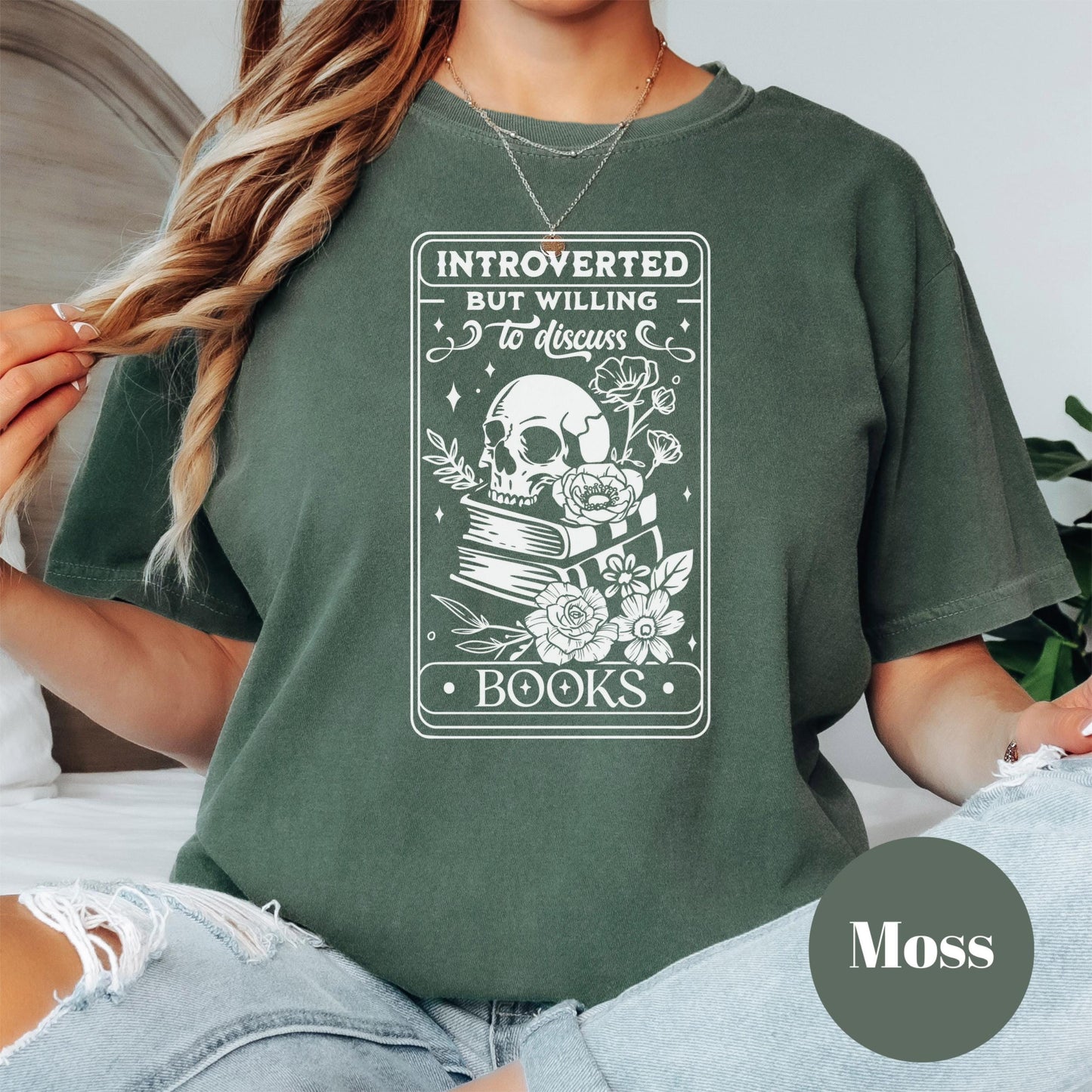 Introverted But Willing Shirt, Books Comfort Colors® Shirt, Gothic Book Lover Tee, Funny Reading Shirt, Skull Book Tee, Dark Academia Gift