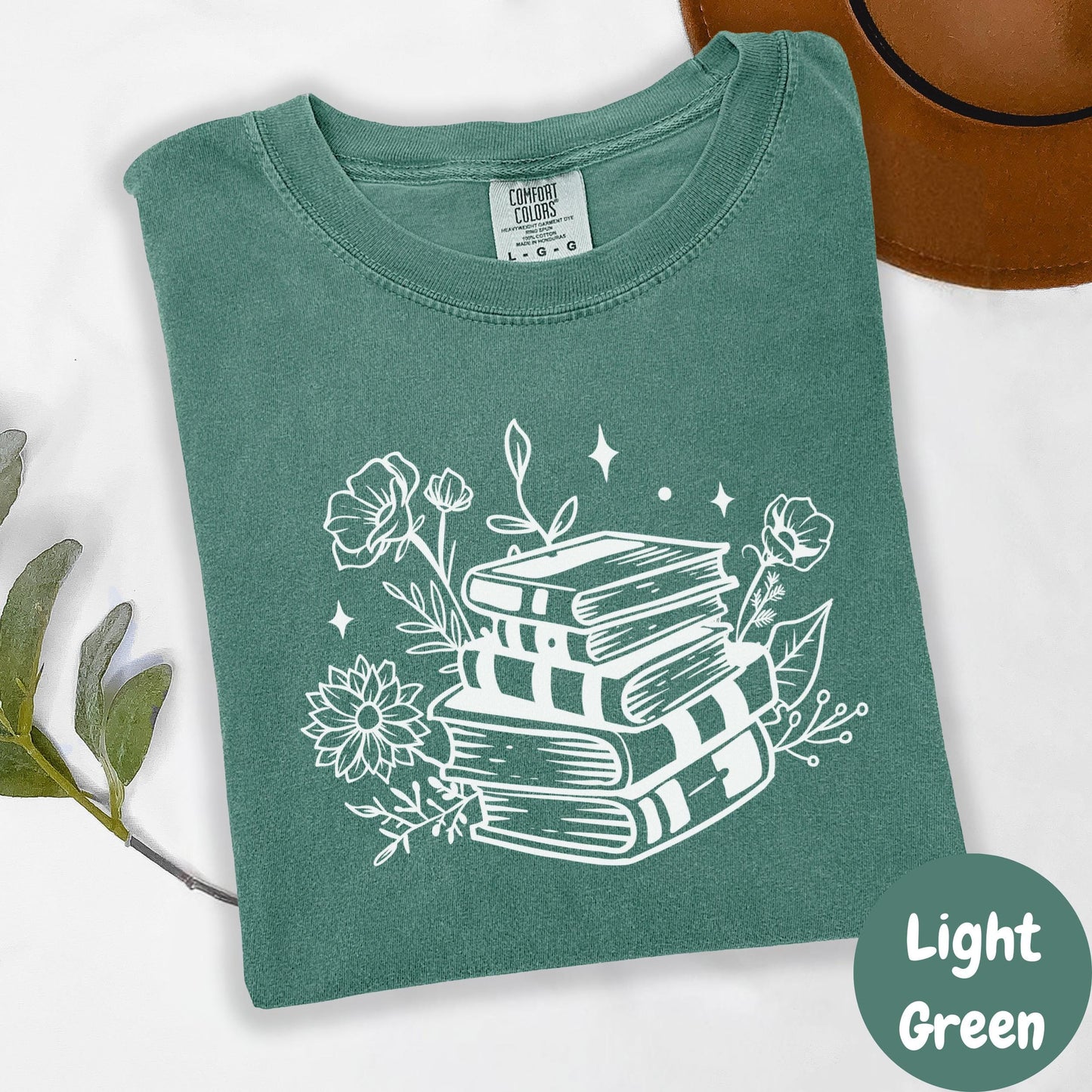 Stack of Books Floral Shirt, Reader Comfort Colors® Shirt, Book Lover Tee, Reading Shirt for Women, Cozy Reader Gift, Bookish Apparel