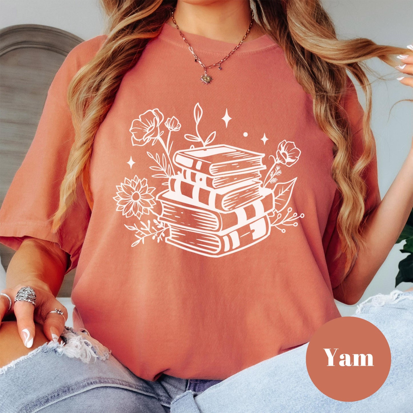 Stack of Books Floral Shirt, Reader Comfort Colors® Shirt, Book Lover Tee, Reading Shirt for Women, Cozy Reader Gift, Bookish Apparel