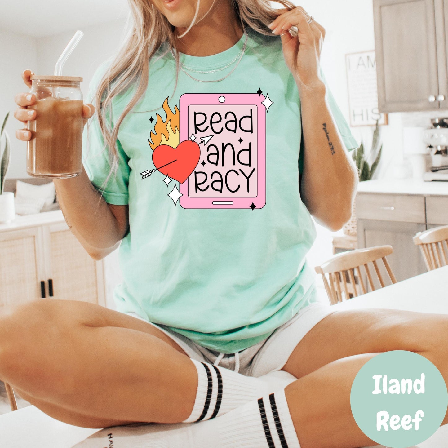 Read and Racy Shirt, Comfort Colors® Kindle Reader Shirt, Spicy Romance Book Tee, Smut Lover Gift, Ereader Bookish Shirt