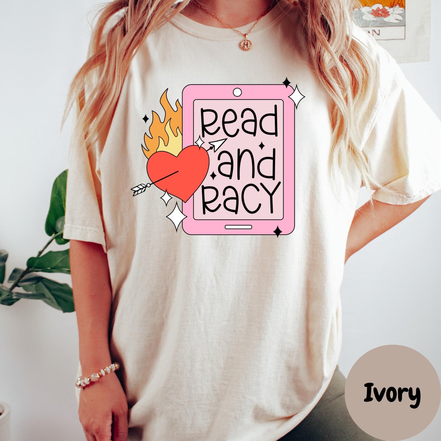 Read and Racy Shirt, Comfort Colors® Kindle Reader Shirt, Spicy Romance Book Tee, Smut Lover Gift, Ereader Bookish Shirt