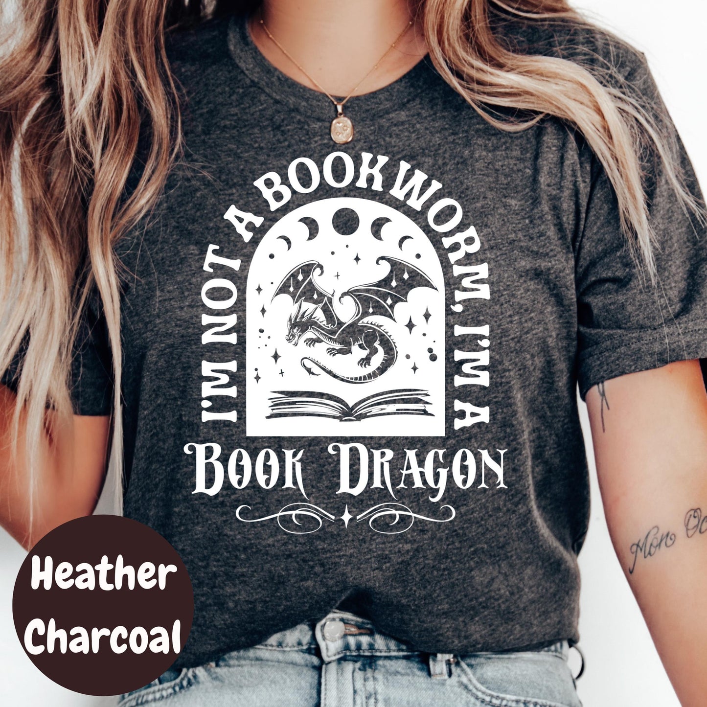 Book Dragon T-Shirt, I'm Not a Bookworm Shirt, Fantasy Book Lover Tee, Bookish Graphic Shirt, Cute Reading Shirt, Dragon Reader Gift