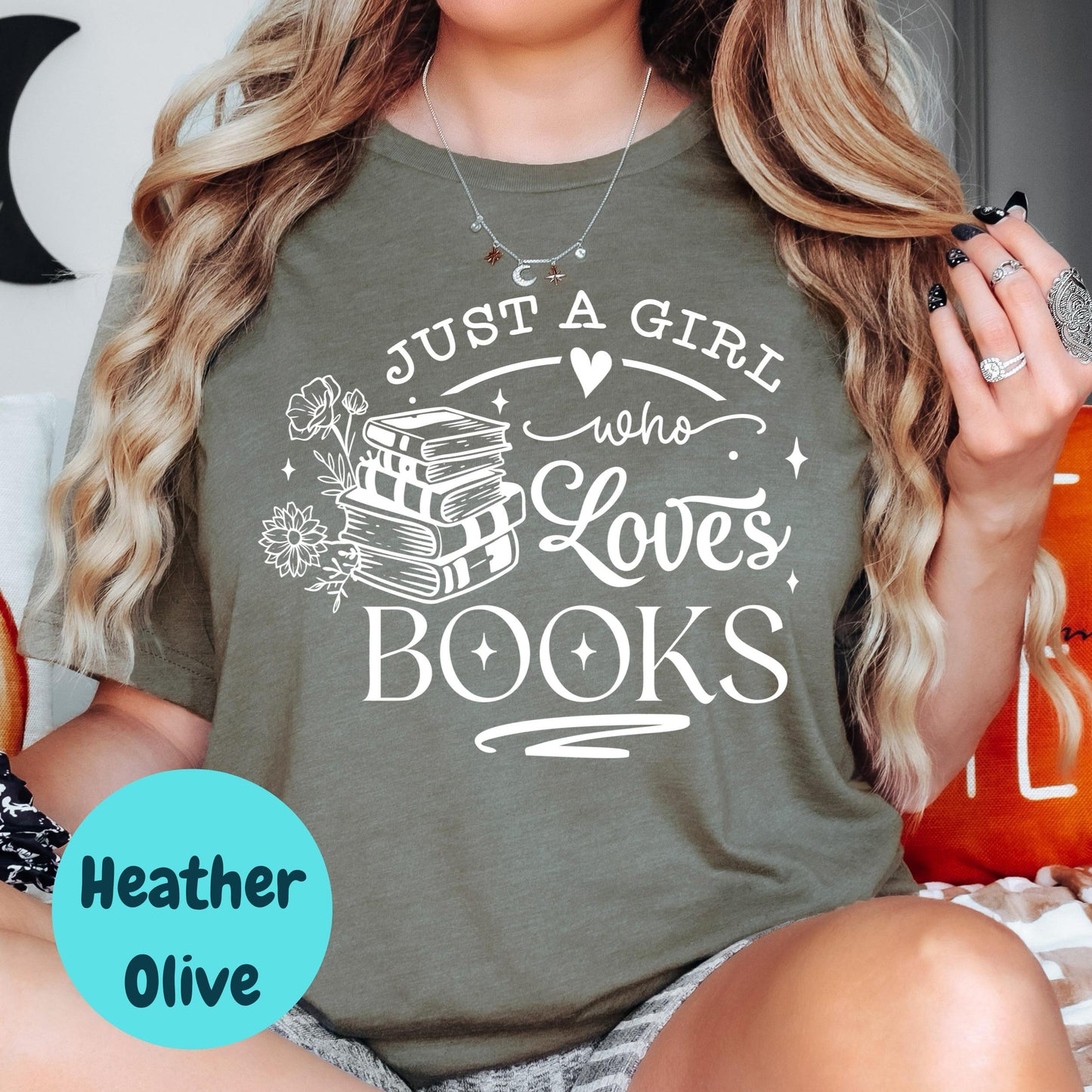 Just a Girl Who Loves Books Shirt, Cute Book Lover Tee, Bookish Graphic T-Shirt, Reading Gift for Her, Bibliophile T-Shirt