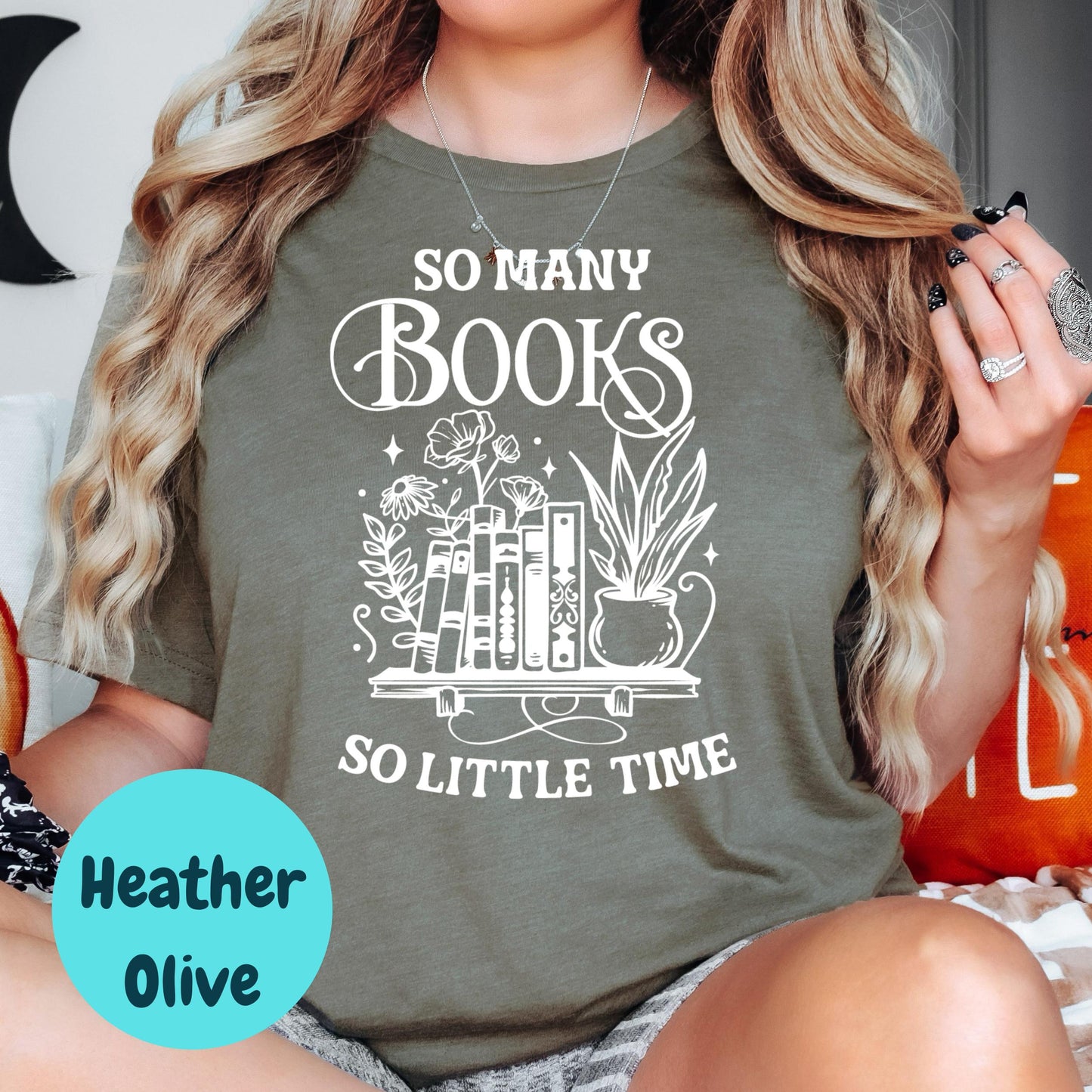 So Many Books So Little Time Shirt, Cute Book Lover Tee, Bookish T-Shirt for Readers, Floral Book Stack Shirt, Cozy Reading Gift