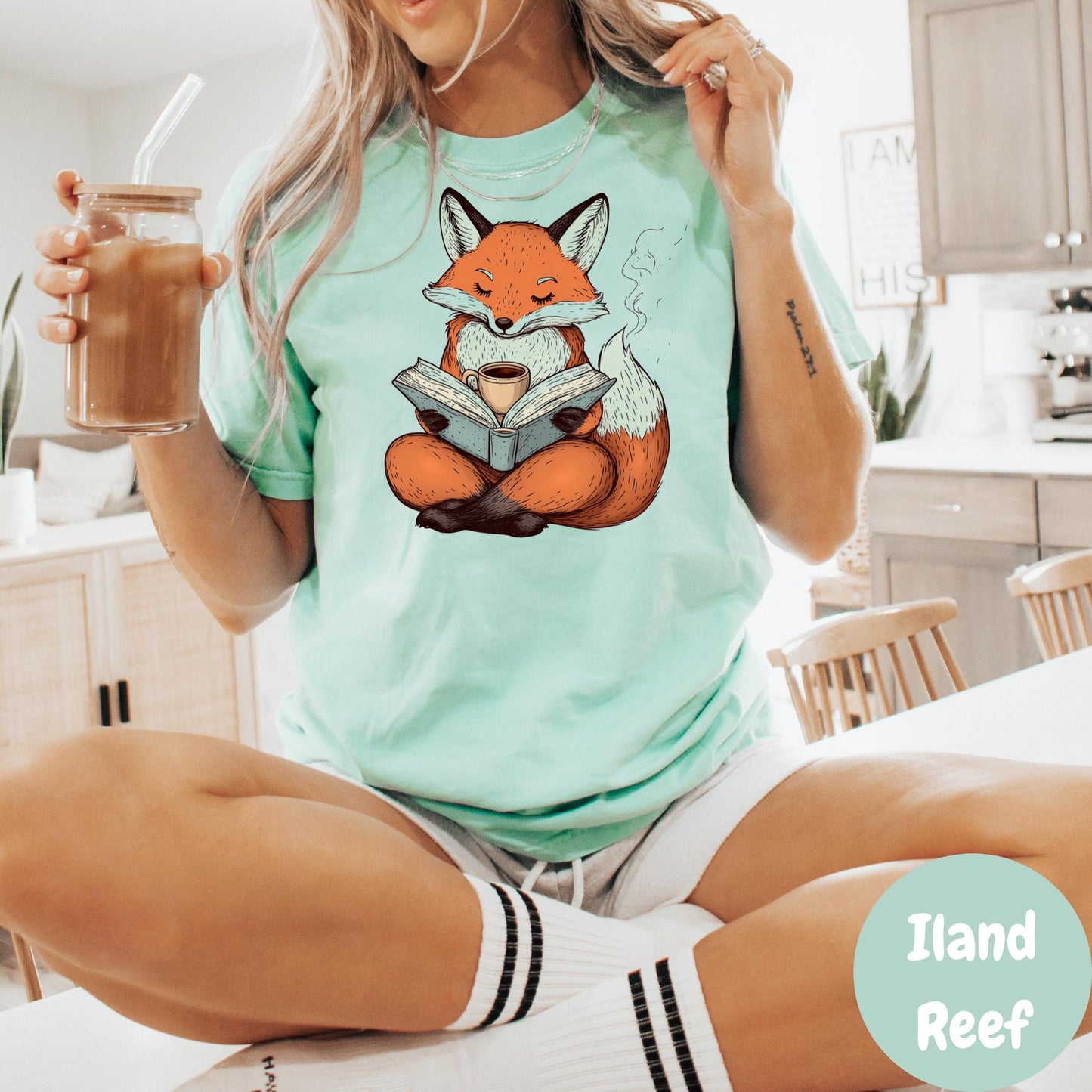 Fox Reading Book and Coffee Shirt, Cozy Comfort Colors® Tee, Cute Bookish Animal Shirt, Autumn Vibes Reading Shirt, Book Lover Gift Tee