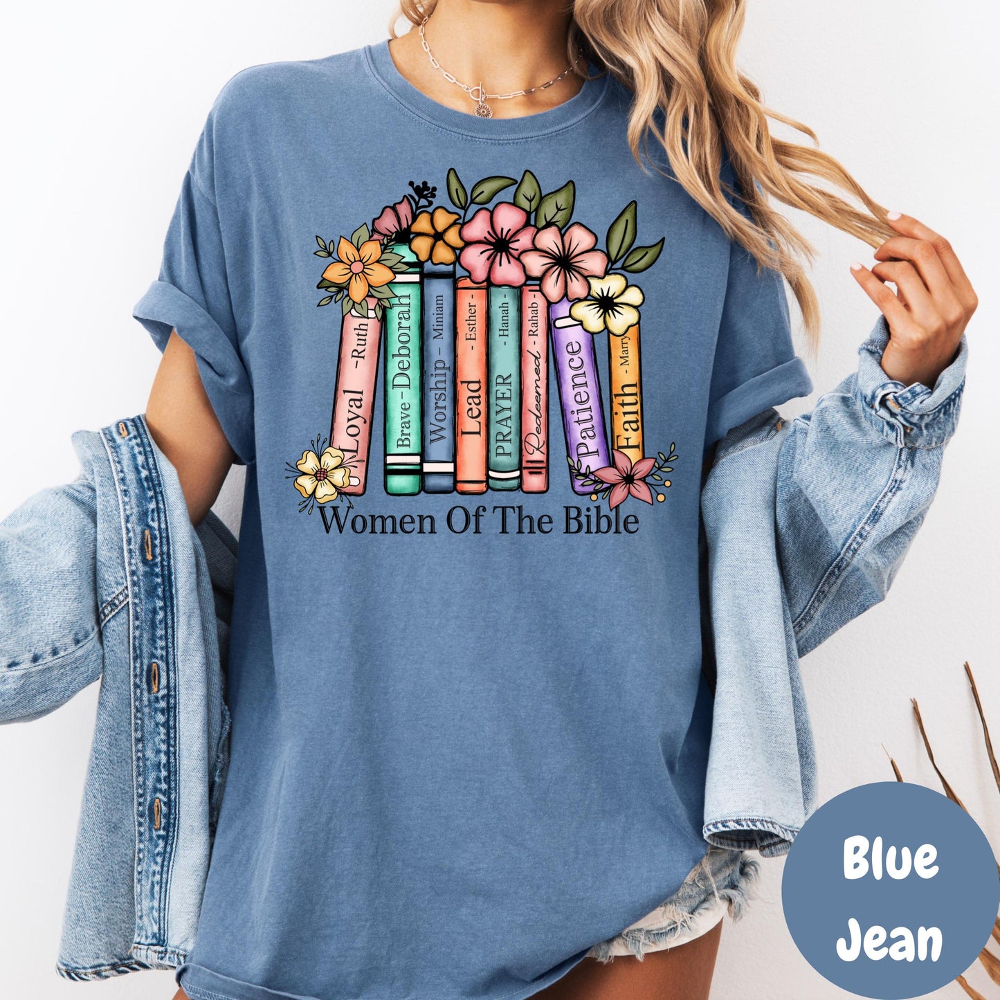 Women of the Bible Shirt, Floral Books Comfort Colors® Tee, Christian Tee, Bible Verse Shirt, Religious Faith Shirt, Christian Woman Gift