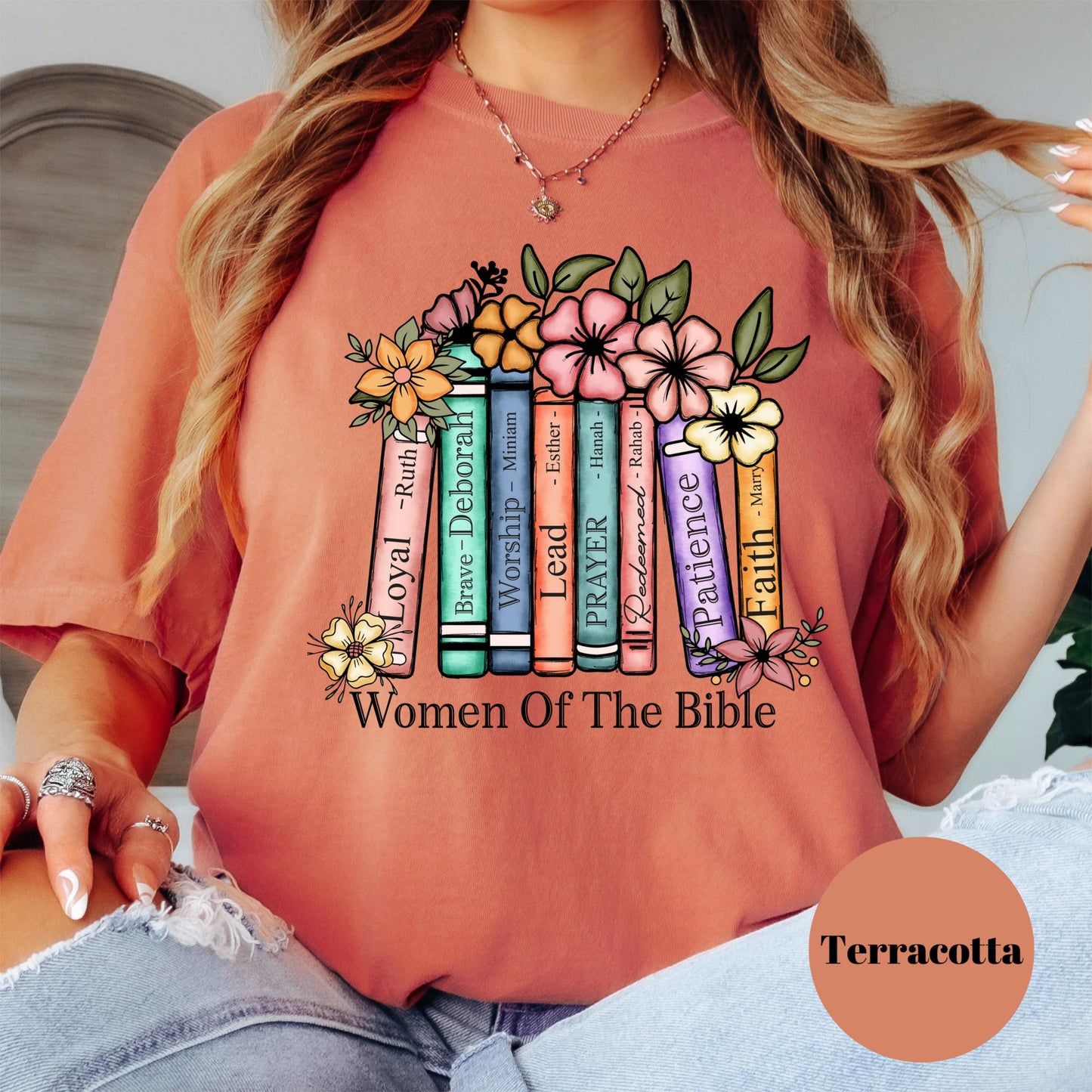 Women of the Bible Shirt, Floral Books Comfort Colors® Tee, Christian Tee, Bible Verse Shirt, Religious Faith Shirt, Christian Woman Gift