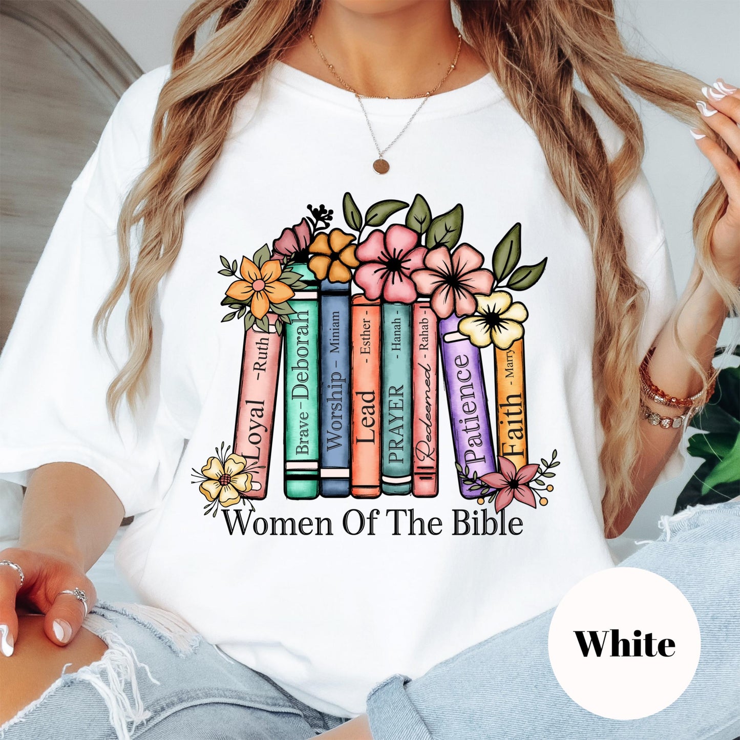 Women of the Bible Shirt, Floral Books Comfort Colors® Tee, Christian Tee, Bible Verse Shirt, Religious Faith Shirt, Christian Woman Gift