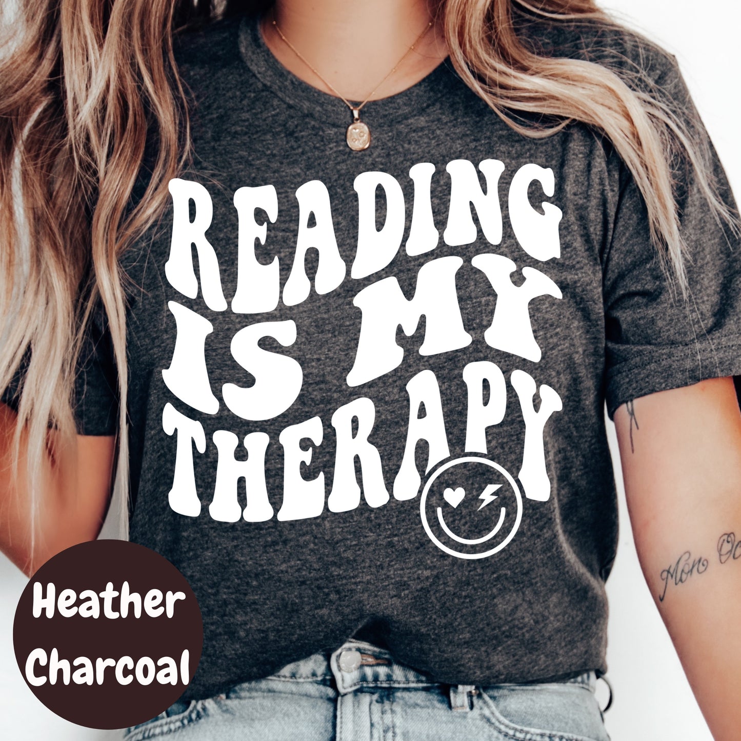 Reading Is My Therapy Shirt – Groovy Book Lover Tee – Mental Health Reading Shirt – Retro Reader Shirt – Therapy Through Books Gift