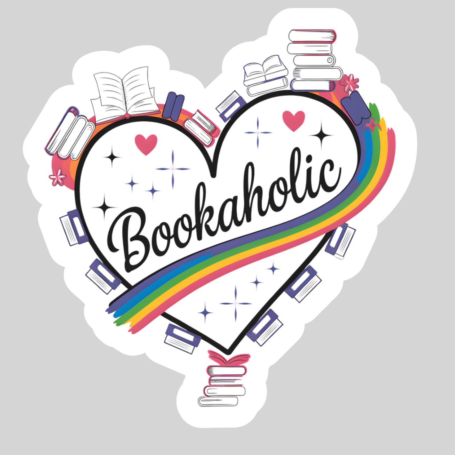 Bookaholic – 3" Waterproof Bookish Sticker with Holo Overlay – Reading, Books, Reader Gift, Book Lover