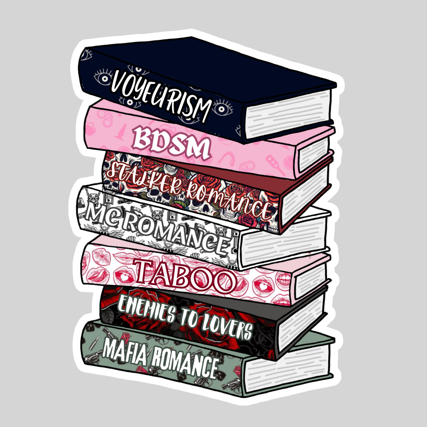Book Tropes, Smut Books – 3" Waterproof Bookish Sticker with Holo Overlay – Reading, Books, Reader Gift, Book Lover