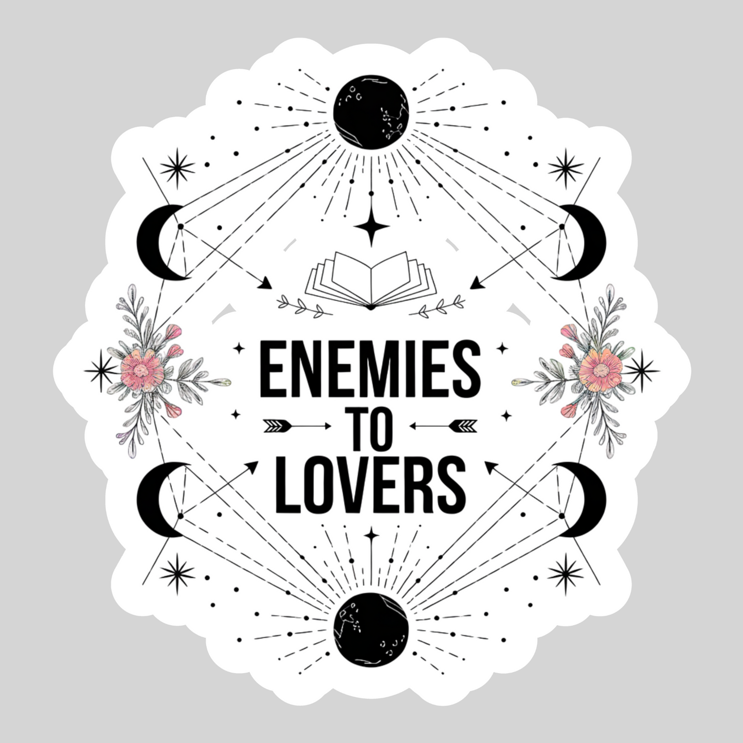 Enemies to Lovers – 3" Waterproof Bookish Sticker with Holo Overlay – Reading, Books, Reader Gift, Book Lover