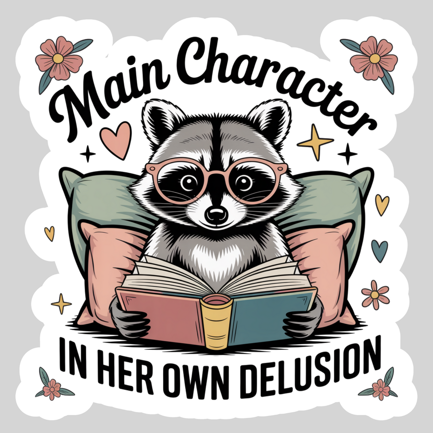 Main Character in Her Own Delusion – 3" Waterproof Bookish Sticker with Holo Overlay – Reading, Books, Reader Gift, Book Lover