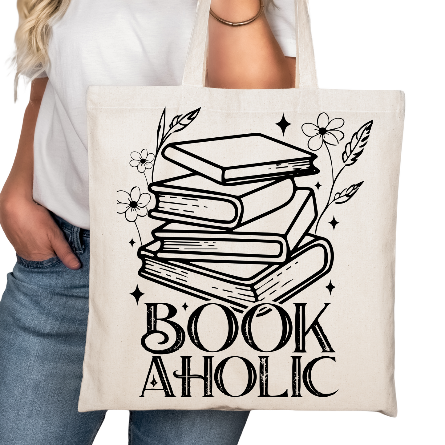 Bookaholic Bookish Tote Bag – Funny Reading Tote for Book Lovers – Introvert Gift – Romance Reader Bag – Book Club Gift