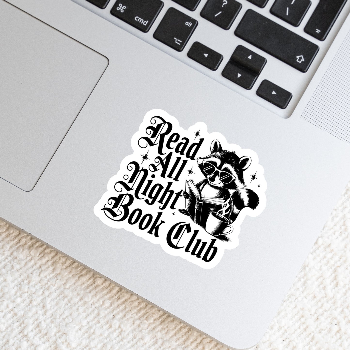 Read all Night Book CLub โ 3" Waterproof Bookish Sticker with Holo Overlay โ Reading, Books, Reader Gift, Book Lover