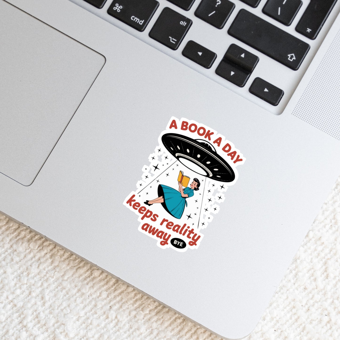 A Book a Day Keeps Reality Away โ 3" Waterproof Bookish Sticker with Holo Overlay โ Reading, Books, Reader Gift, Book Lover