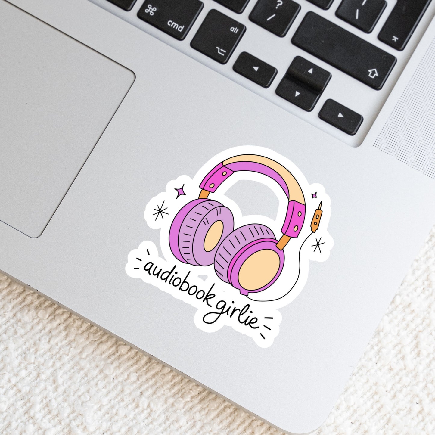 Audio Book Girlie Pink and Purple โ 3" Waterproof Bookish Sticker with Holo Overlay โ Reading, Books, Reader Gift, Book Lover