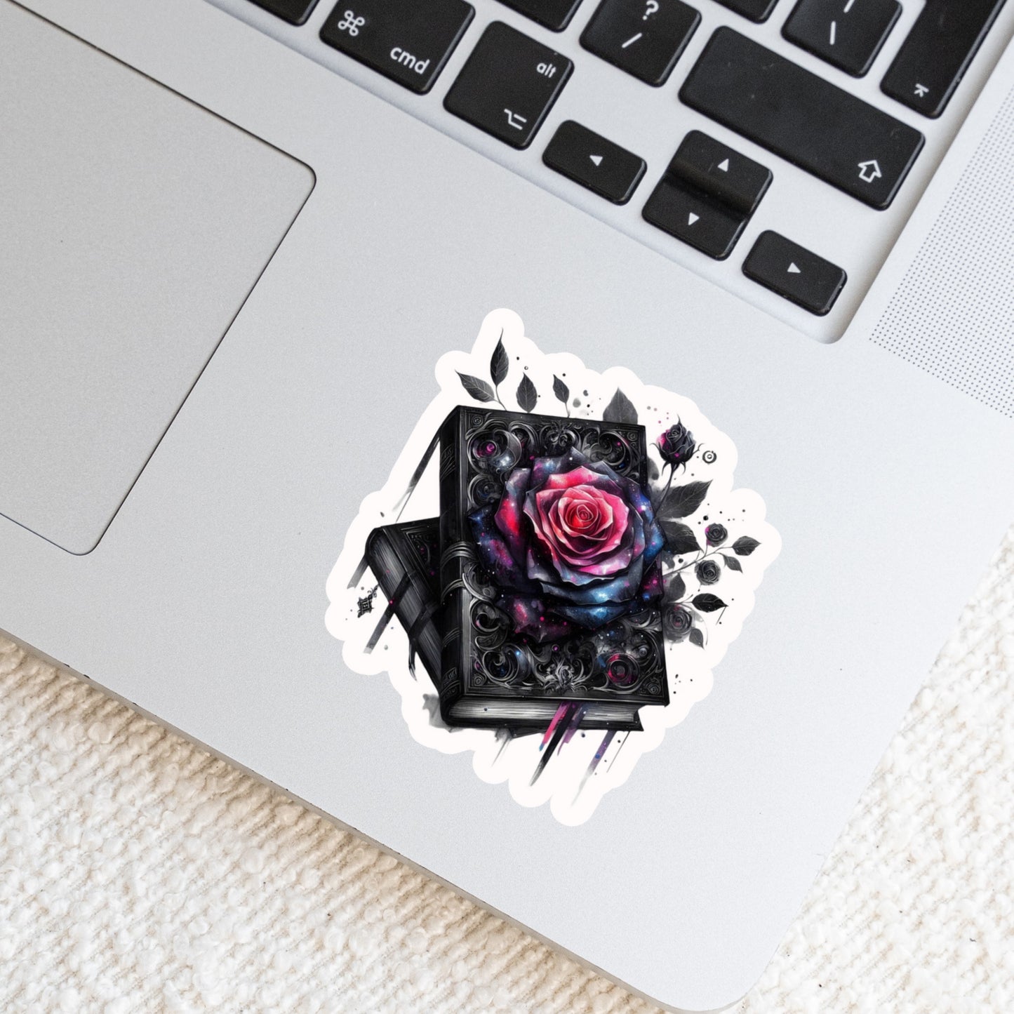 Gothic Dark Romance Rose Books โ 3" Waterproof Bookish Sticker with Holo Overlay โ Reading, Books, Reader Gift, Book Lover