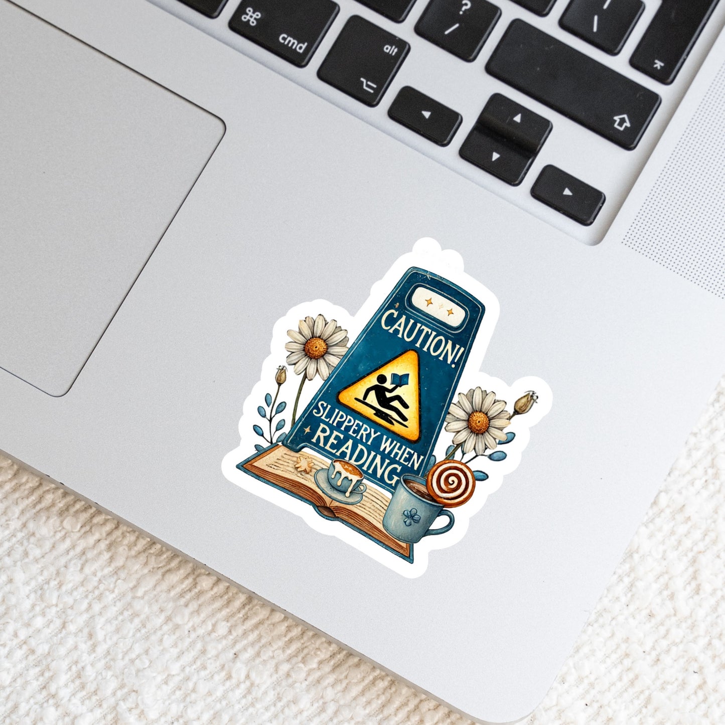 Caution Slippery When Wet Smut Reader โ 3" Waterproof Bookish Sticker with Holo Overlay โ Reading, Books, Reader Gift, Book Lover