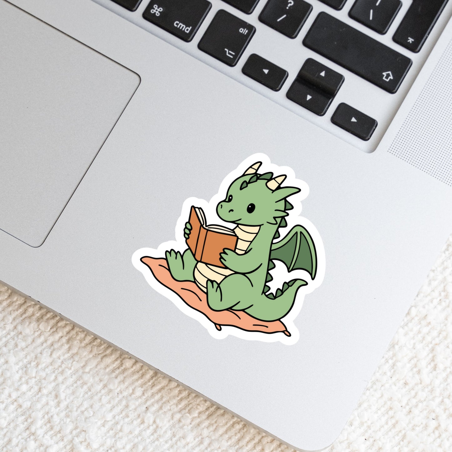 Dragon Reading Books โ 3" Waterproof Bookish Sticker with Holo Overlay โ Reading, Books, Reader Gift, Book Lover