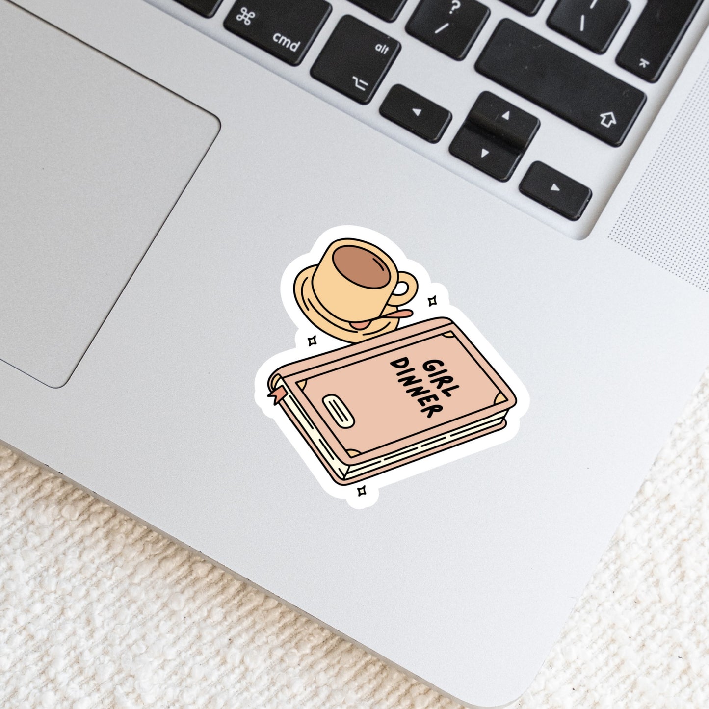 Girl Dinner Books with Coffee โ 3" Waterproof Bookish Sticker with Holo Overlay โ Reading, Books, Reader Gift, Book Lover