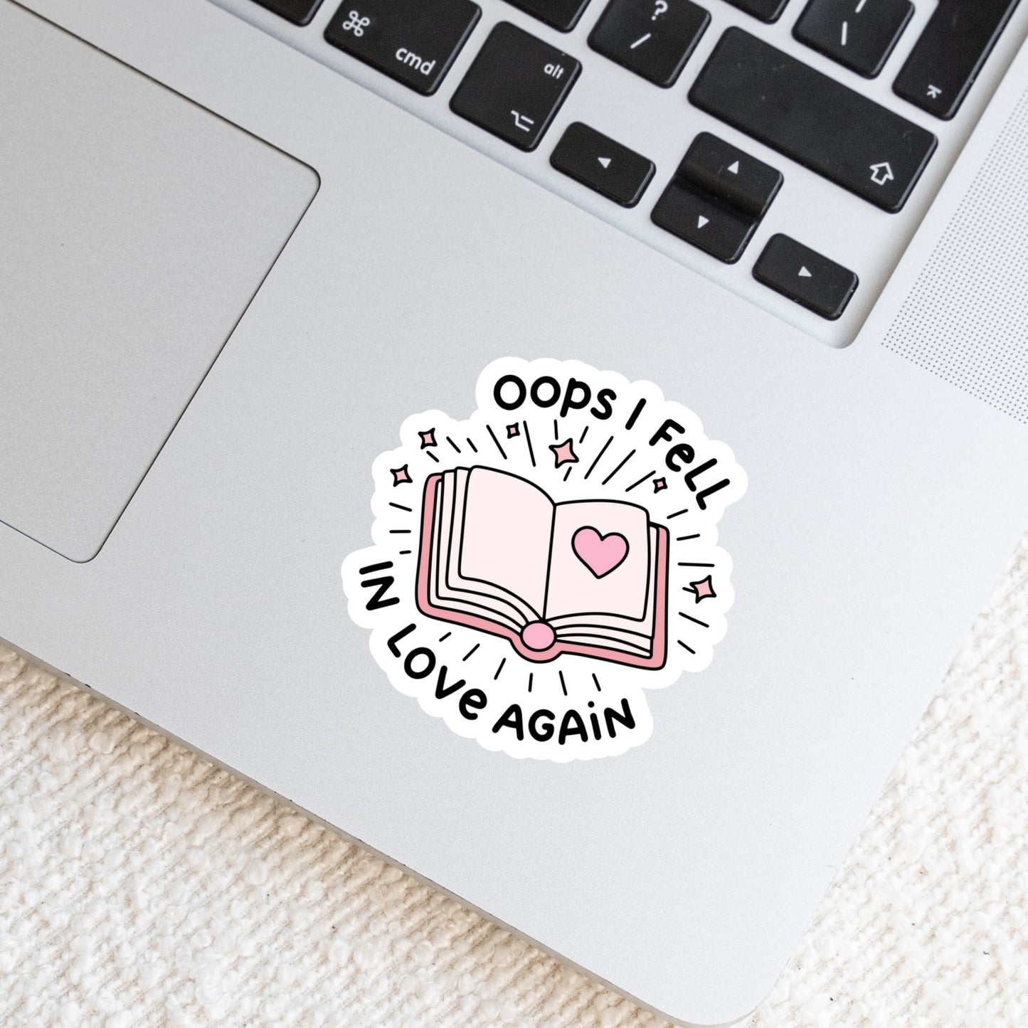 Opps I Fell in Love Again Book Reader Sticker โ 3" Waterproof Bookish Sticker with Holo Overlay โ Reading, Books, Reader Gift, Book Lover, Bookstore Merch