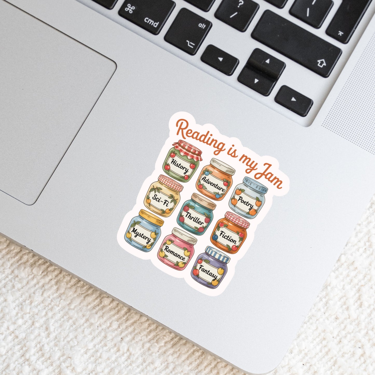 Reading is my JAM Book Reader Sticker โ 3" Waterproof Bookish Sticker with Holo Overlay โ Reading, Books, Reader Gift, Book Lover, Bookstore Merch