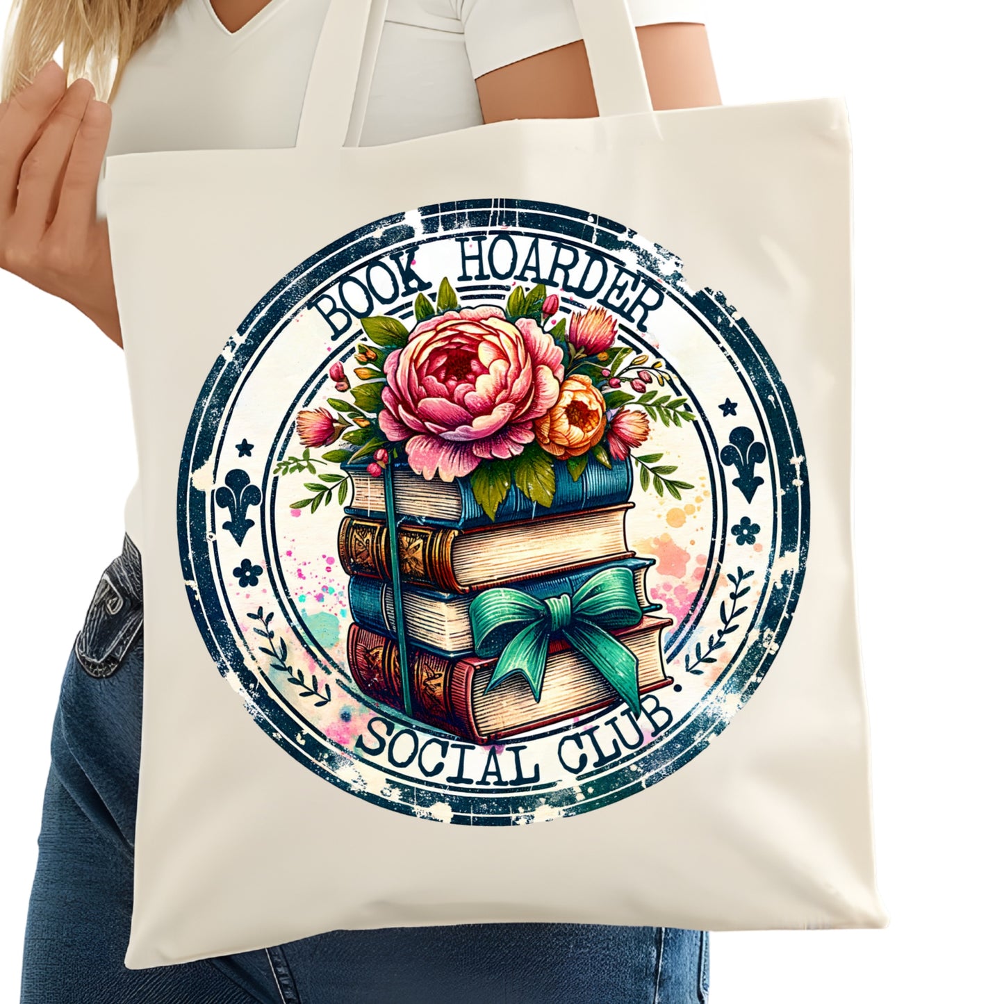 Book Hoarder Social Club Bookish Tote Bag – Reading Tote for Book Lovers – Book Reader Bag - Romance Reader Tote - Book Store