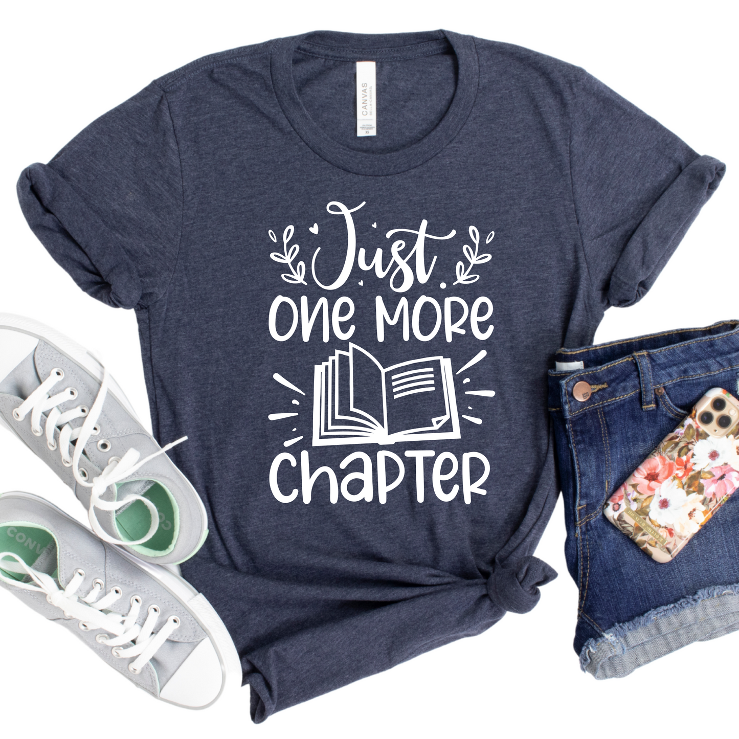 Just One More Chapter T-Shirt - Book Lover Gift for Mom, Sister, Wife, Daughter - Cute Bookworm Reading Tee for Women Readers