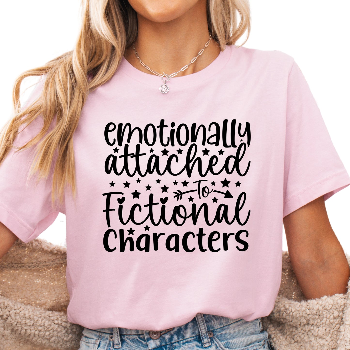 Emotionally Attached to Fictional Characters Shirt, Funny Book Lover Tee, Bookworm Graphic T-Shirt, Reader Gift, Fantasy Fan Shirt