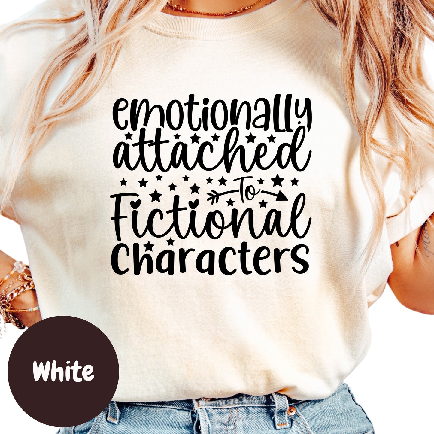 Emotionally Attached to Fictional Characters Shirt, Funny Book Lover Tee, Bookworm Graphic T-Shirt, Reader Gift, Fantasy Fan Shirt