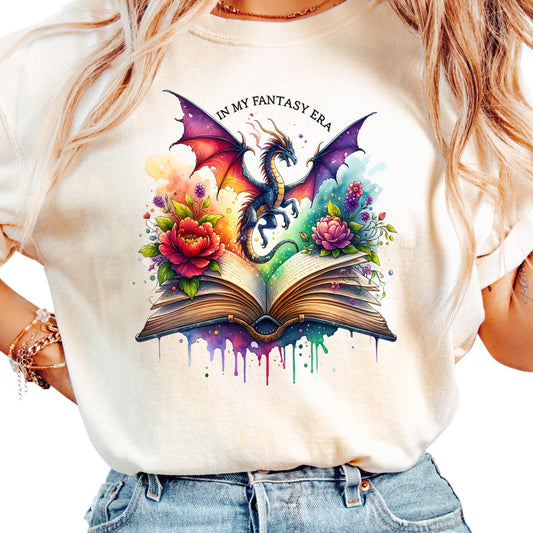 In My Fantasy Era Shirt - Dragon Book Lover T-Shirt - Fantasy Reader Gift - Literary Tee for Fantasy Fans - Magical Bookish Apparel