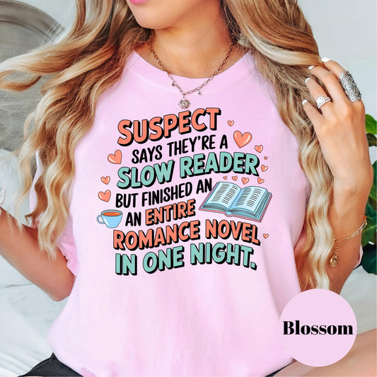 Romance Reader Shirt, Book Lover Tee, Funny Reading Shirt, Comfort Colors® Bookish Tee, Slow Reader Shirt, Romance Novel Gift