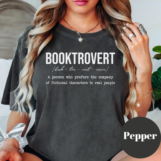 Booktrovert Shirt, Funny Book Lover Tee, Comfort Colors® T-Shirt, Introvert Gift for Readers, Bibliophile Aesthetic, Bookish Graphic Tee