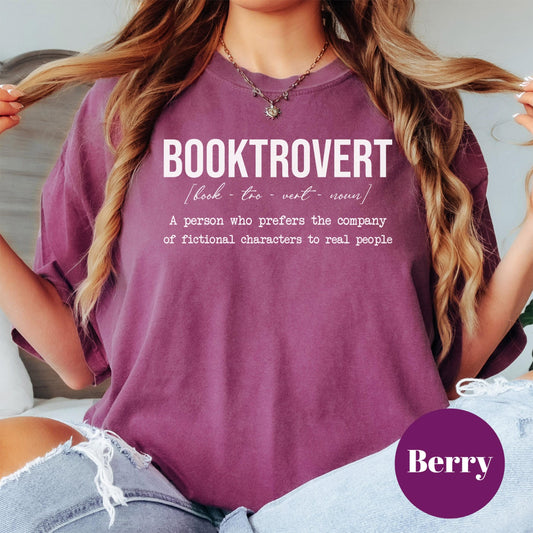 Booktrovert Shirt, Funny Book Lover Tee, Comfort Colors® T-Shirt, Introvert Gift for Readers, Bibliophile Aesthetic, Bookish Graphic Tee