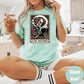The Reader Comfort Colors® Shirt, Gothic Book Lover Shirt, Skeleton Tarot Card Tee, Dark Academia Graphic Tee, Spooky Reader Shirt