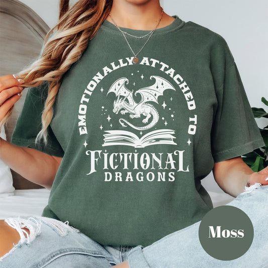 Emotionally Attached to Fictional Dragons Shirt, Comfort Colors® Shirt, Fantasy Book Lover Tee, Funny Bookish Shirt, Spicy Reader Gift