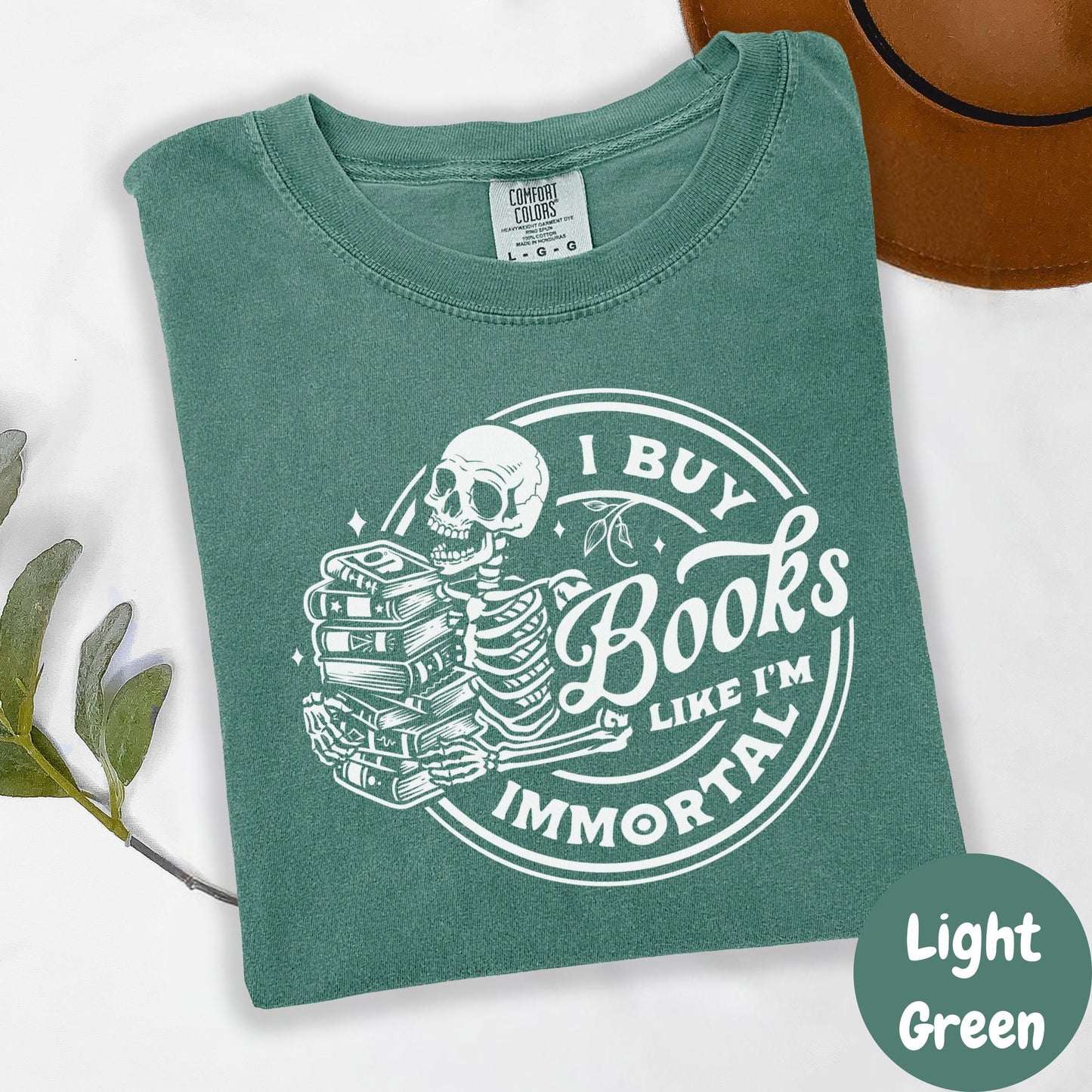 I Buy Books Like I'm Immortal Shirt, Comfort Colors® Shirt, Funny Book Lover Tee, Skeleton Book Stack Shirt, Spicy Bookish Gift, Reader Tee