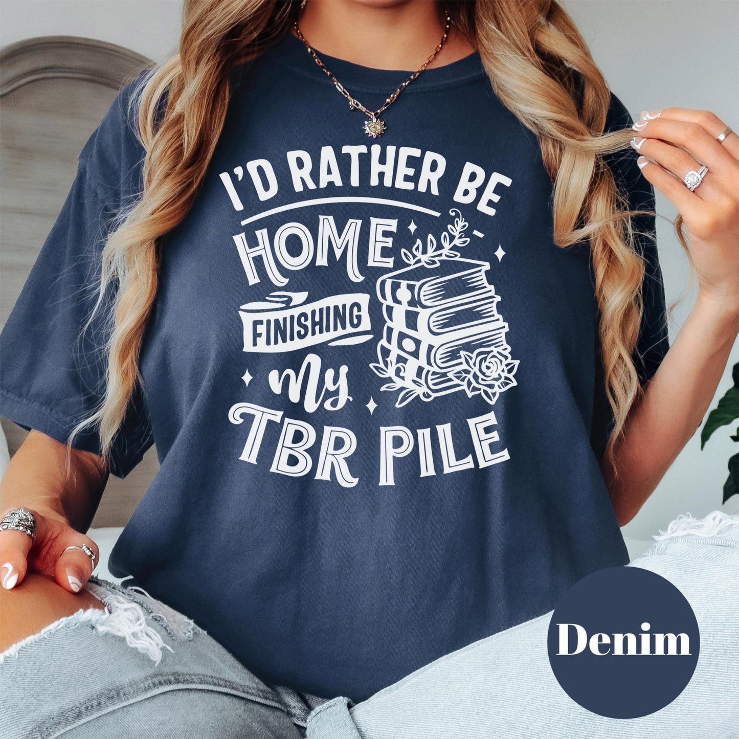 Rather Be Home TBR Shirt, Funny Book Comfort Colors® Shirt, Book Lover Tee, Reading Shirt for Women, Introvert Bookish Gift, Books Tee