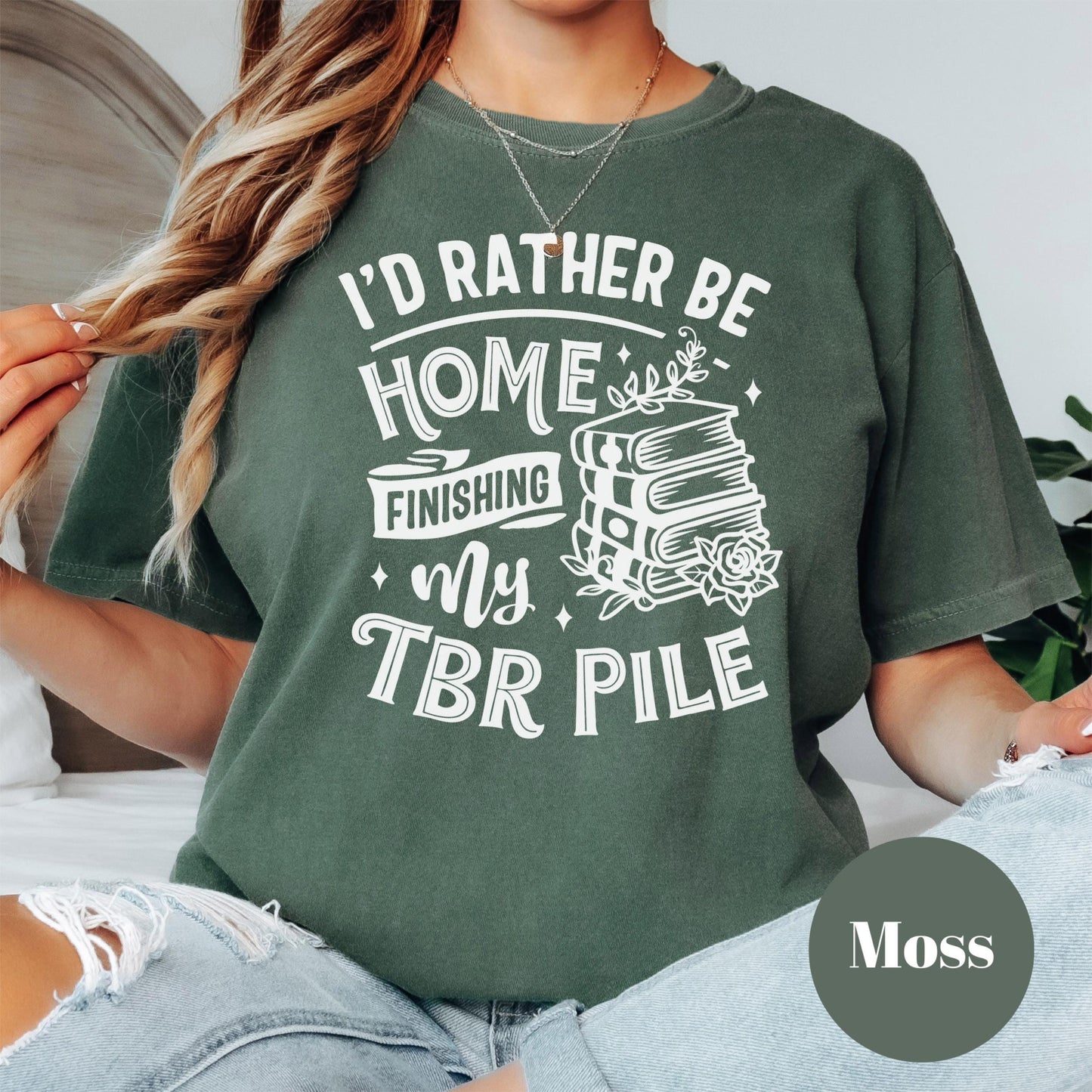 Rather Be Home TBR Shirt, Funny Book Comfort Colors® Shirt, Book Lover Tee, Reading Shirt for Women, Introvert Bookish Gift, Books Tee