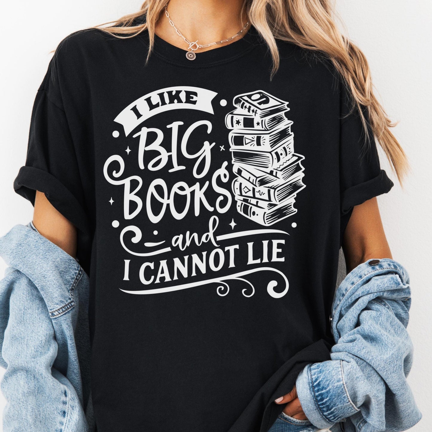 I Like Big Books Shirt, Funny Book Comfort Colors® Shirt, Book Lover Tee for Women, Reading Shirt, Stack of Books Tee, Bookish Gift Idea