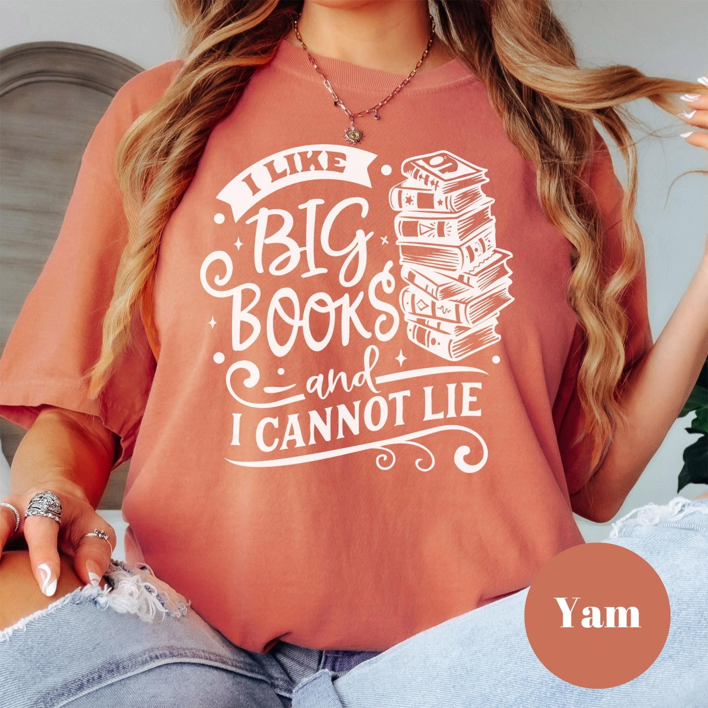 I Like Big Books Shirt, Funny Book Comfort Colors® Shirt, Book Lover Tee for Women, Reading Shirt, Stack of Books Tee, Bookish Gift Idea
