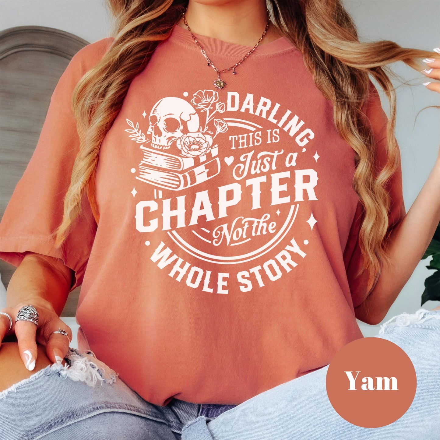 Just a Chapter Shirt, Comfort Colors® Shirt, Gothic Book Lover Tee, Inspirational Reading Shirt, Skull Book Shirt, Mental Health Gift