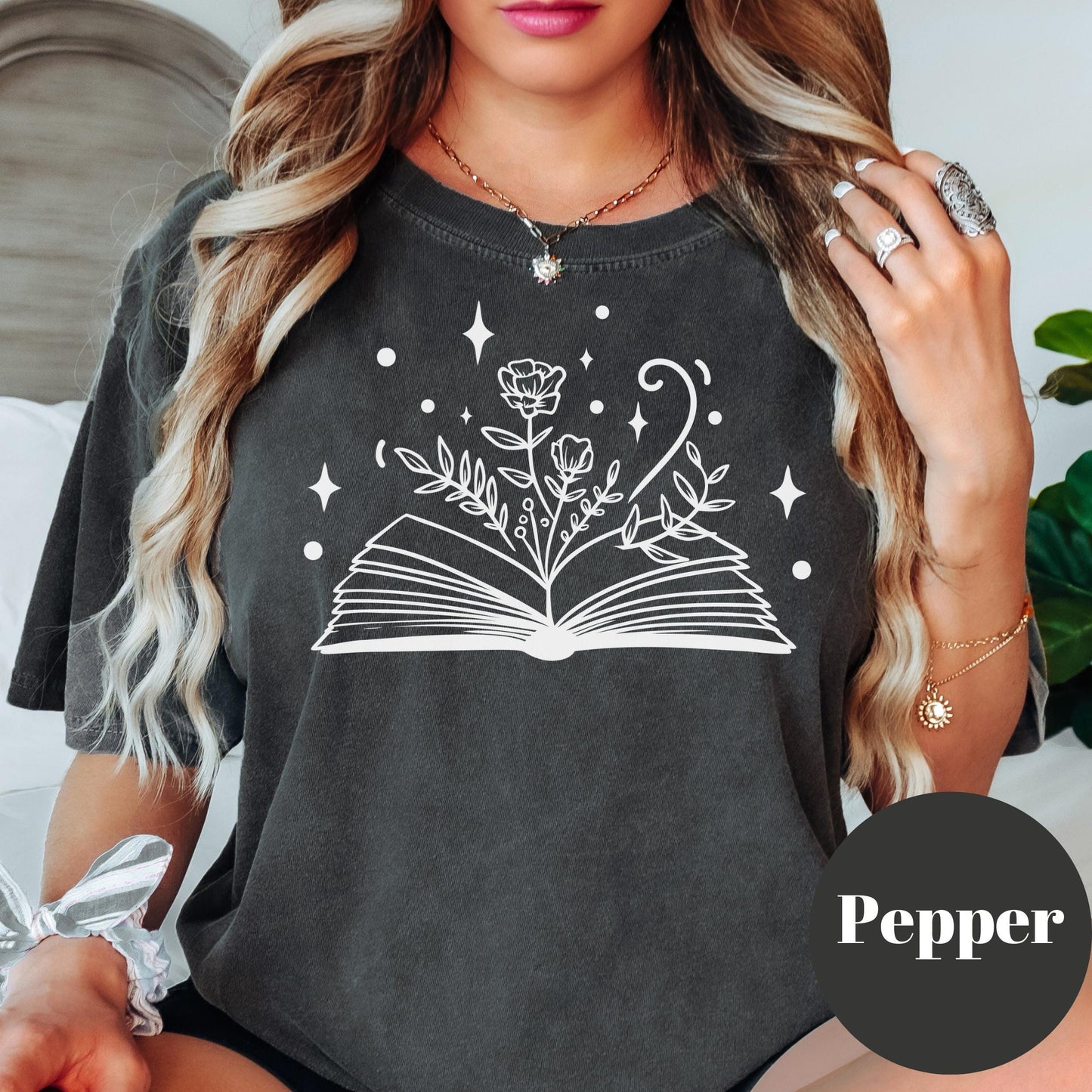 Magical Book Floral Shirt, Comfort Colors® Book Lover Tee, Cozy Reading Shirt, Aesthetic Bookish Shirt, Introvert Gift, Literary Graphic Tee