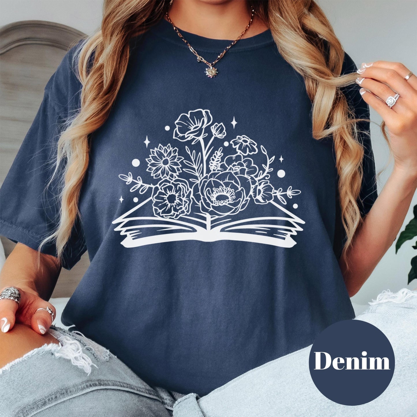 Floral Open Book Shirt, Book Lover Comfort Colors® Shirt, Blooming Book Tee, Bookish Shirt, Aesthetic Reader Gift, Cozy Reading Tee